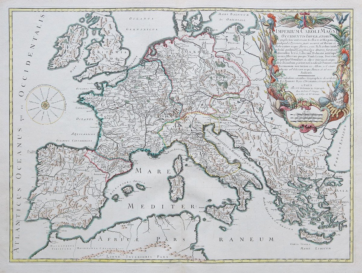 Old Map Of Europe – Empire Of Charlemagne