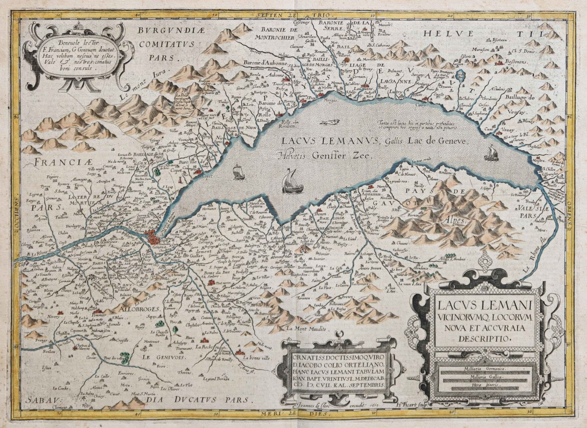 Old Geographic Map Of Lake Geneva – Léman