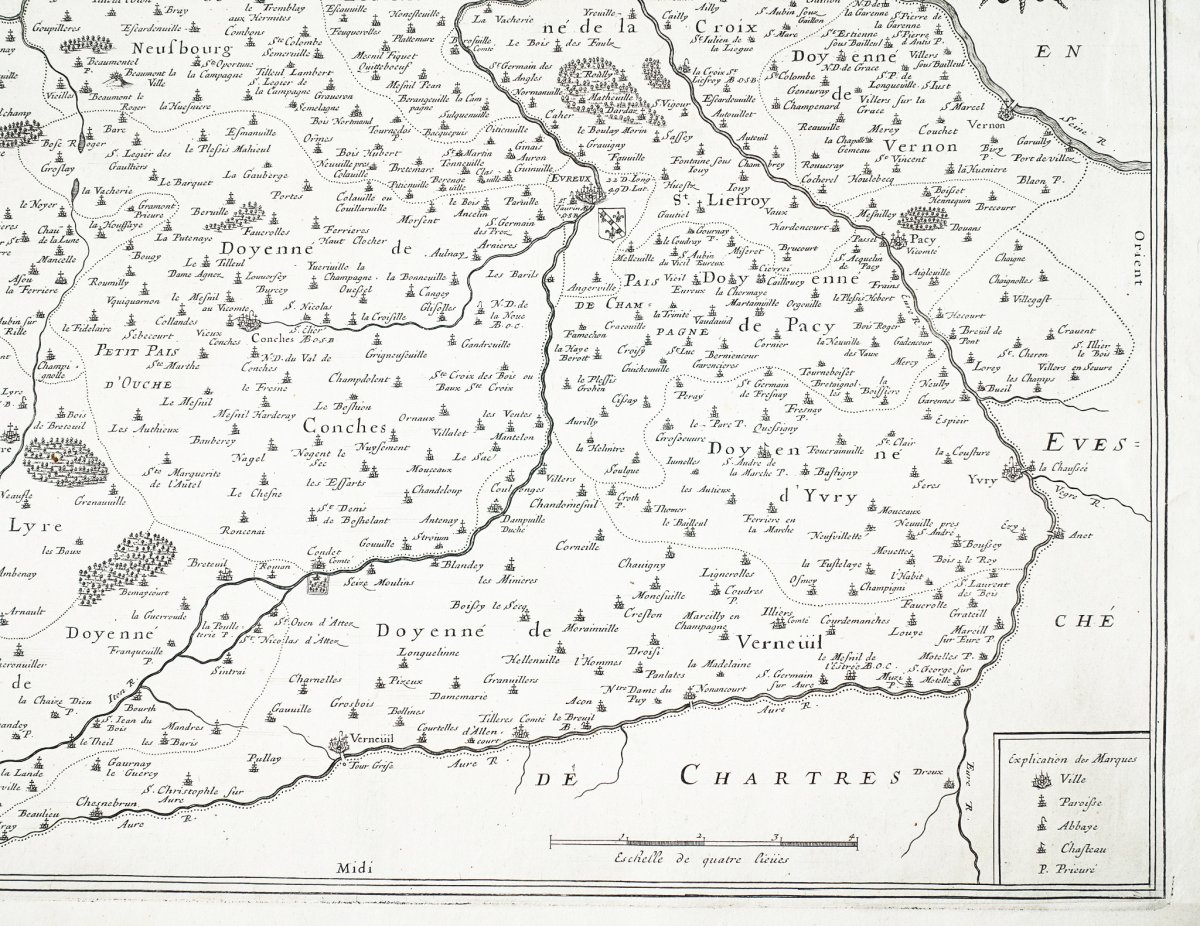 Antique Map Du Diocèse D’evreux-photo-3