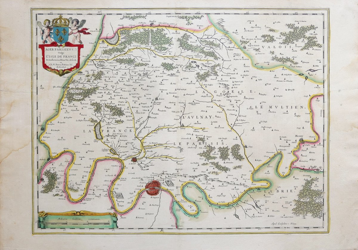  Carte géographique ancienne de L’île de France début  17ème siècle-photo-2