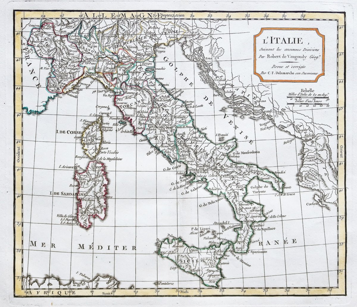 Old Antique Map Of Italy