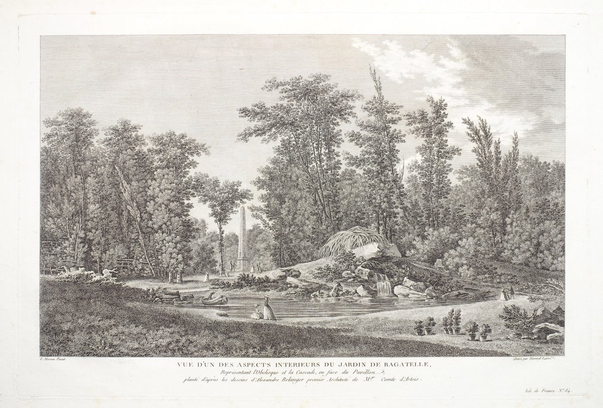 Jardin de Bagatelle – Bois de Boulogne - gravure ancienne