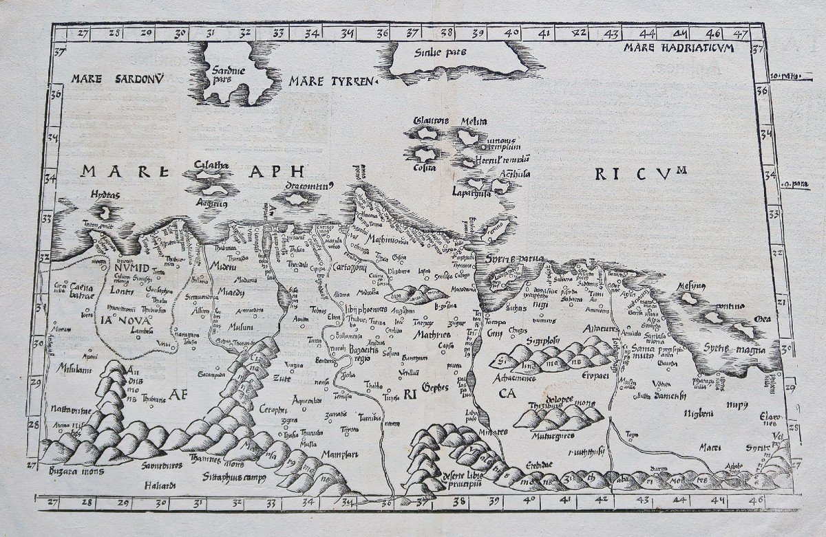 Carte Géographique Ancienne De l'Afrique Du Nord