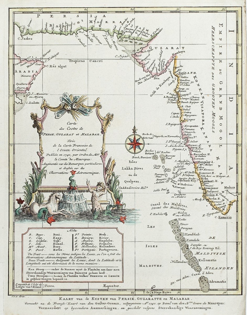 Carte Ancienne Des Côtes De Perse – Iran – Guzarat – Malabar