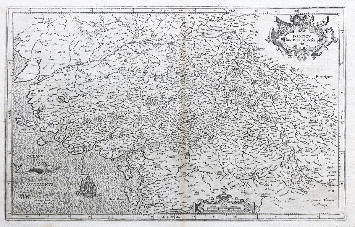 Old Geographical Map Of Poitou