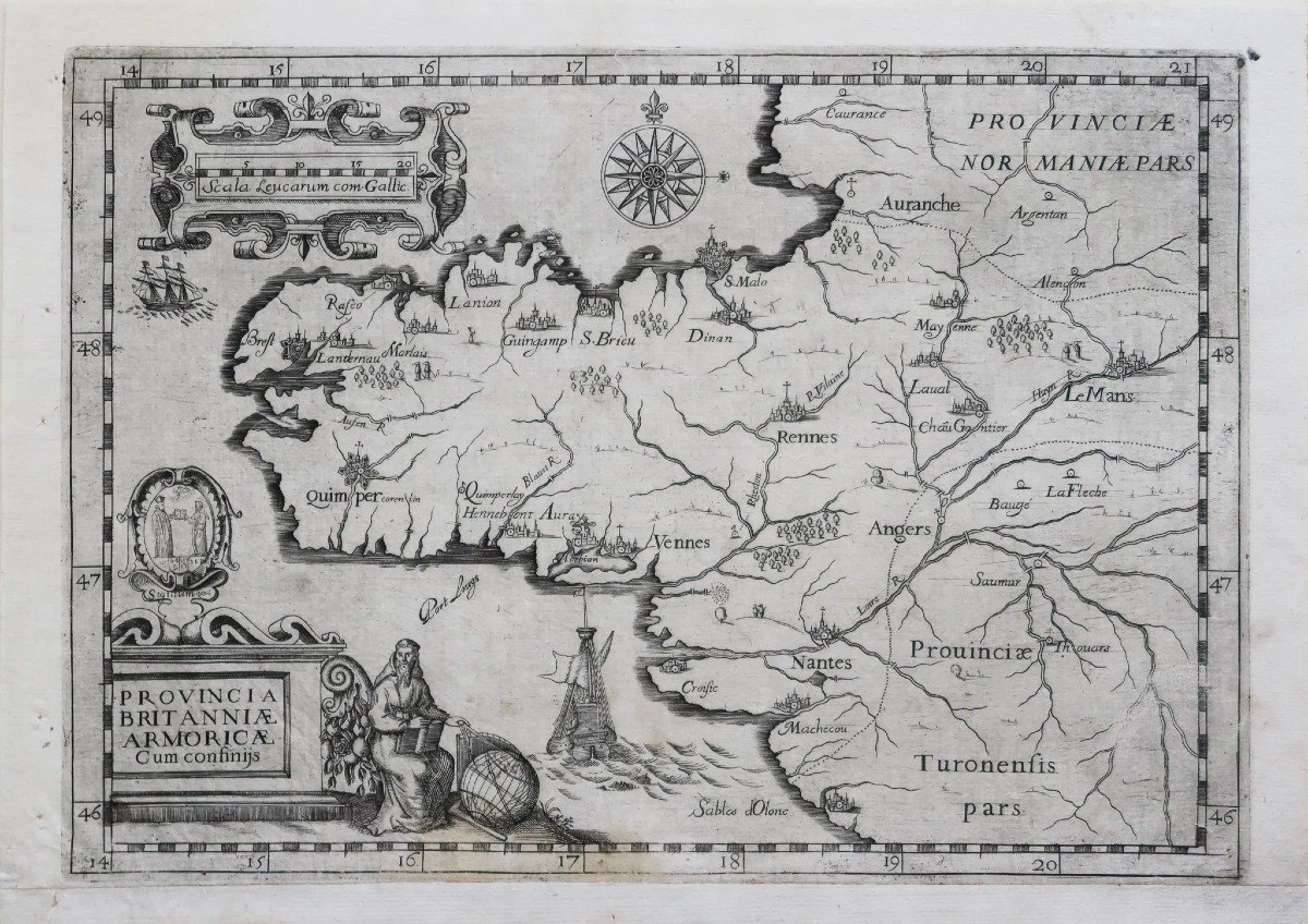 Proantic: Old Geographical Map Of Brittany