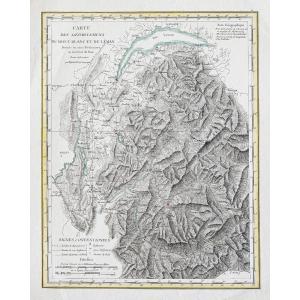 Old Geographic Map Of Mont Blanc – Lake Geneva