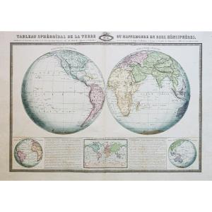 Mappemonde Ancienne En Deux Hémisphères