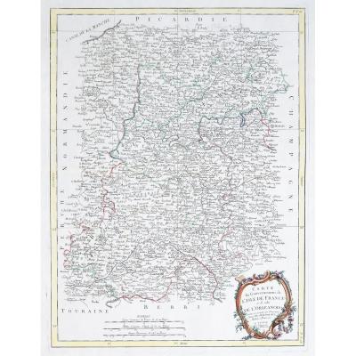 Carte géographique ancienne – Le Gouvernement de L’Île de France