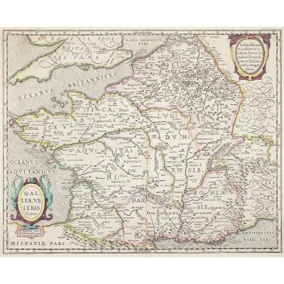 Ancient Geographic Map Of France - Galliae