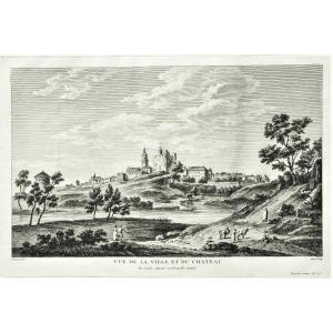 Gravure Ancienne  Ville Et  Château De Saint Amour