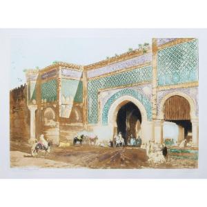Gravure Ancienne De Meknès Maroc