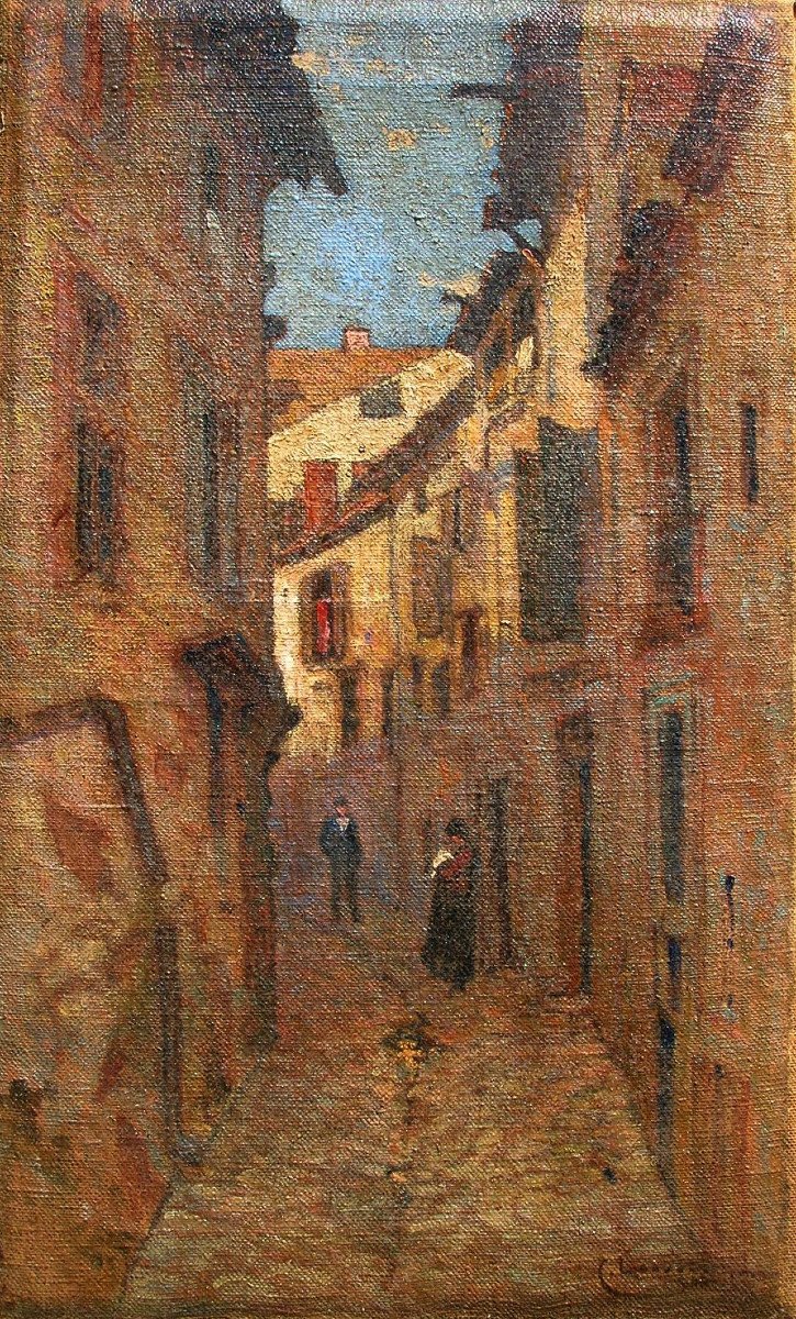 Camille Louvet (lille 1847- Angers 1913) Old Street In Lille? 1907