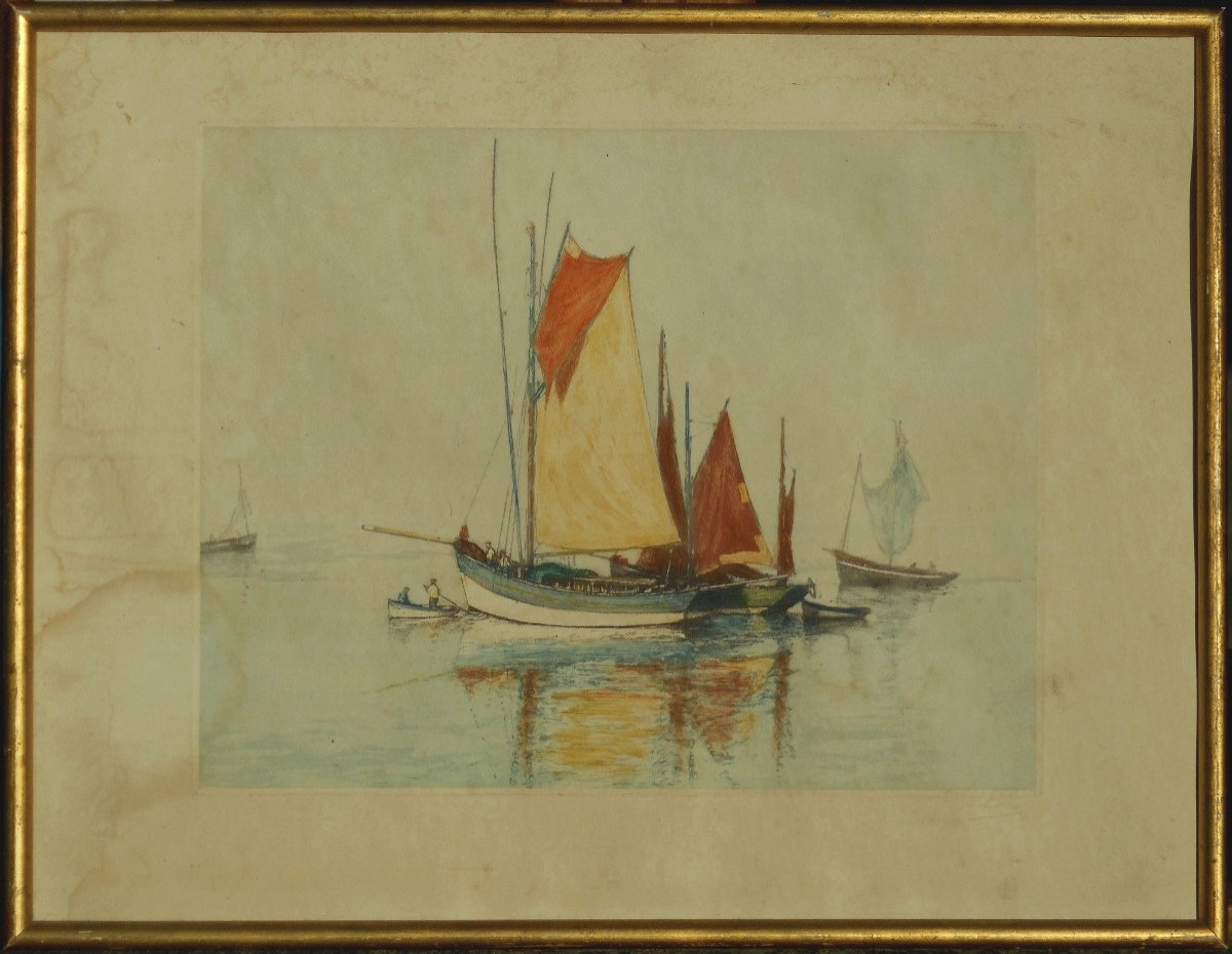 Henri Callot (1875-1956) Aquatint 37 X 46 Cm Basin Base-photo-2