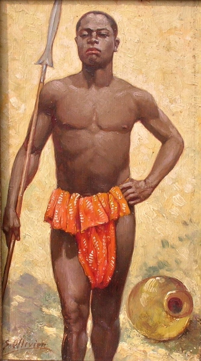 GASTON  OLLIVIER (1867-1937) SAINTES ( CHARENTE-MARITIME) triptyque AFRIQUE (CONGO)-photo-4