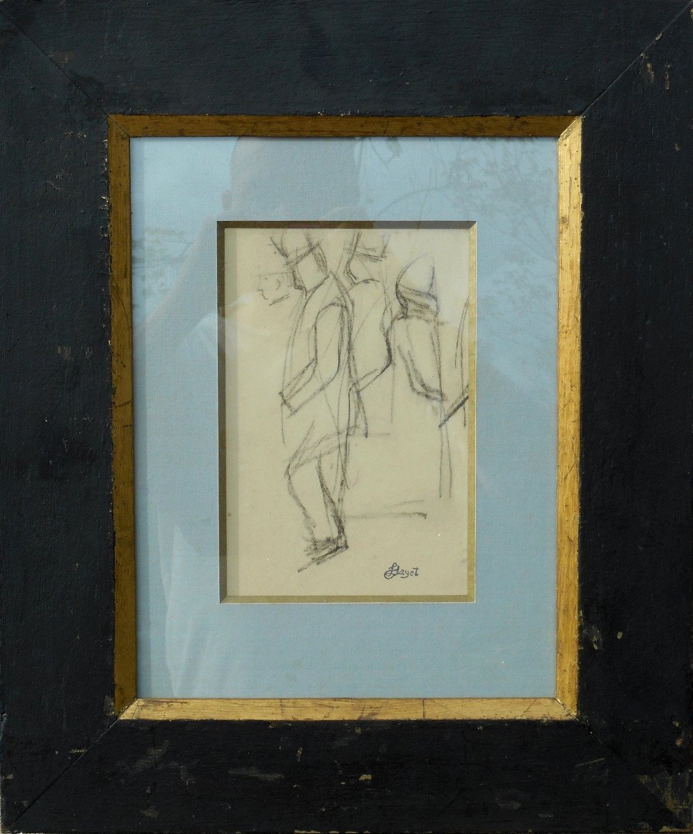 Louis HAYET ( 1864-1940) dessin 21 x 14 cm - 48 x 40 cm encadré-photo-2