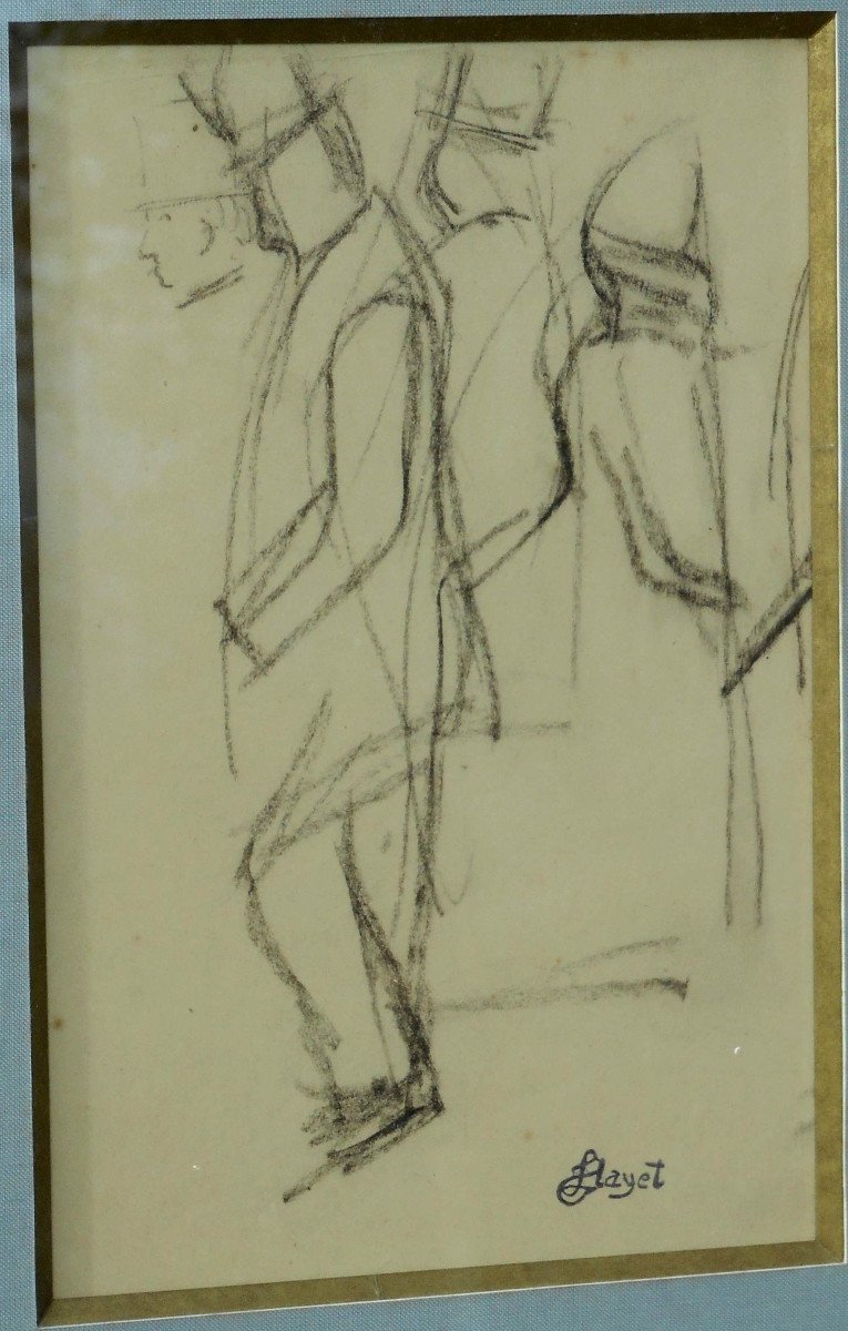 Louis HAYET ( 1864-1940) dessin 21 x 14 cm - 48 x 40 cm encadré