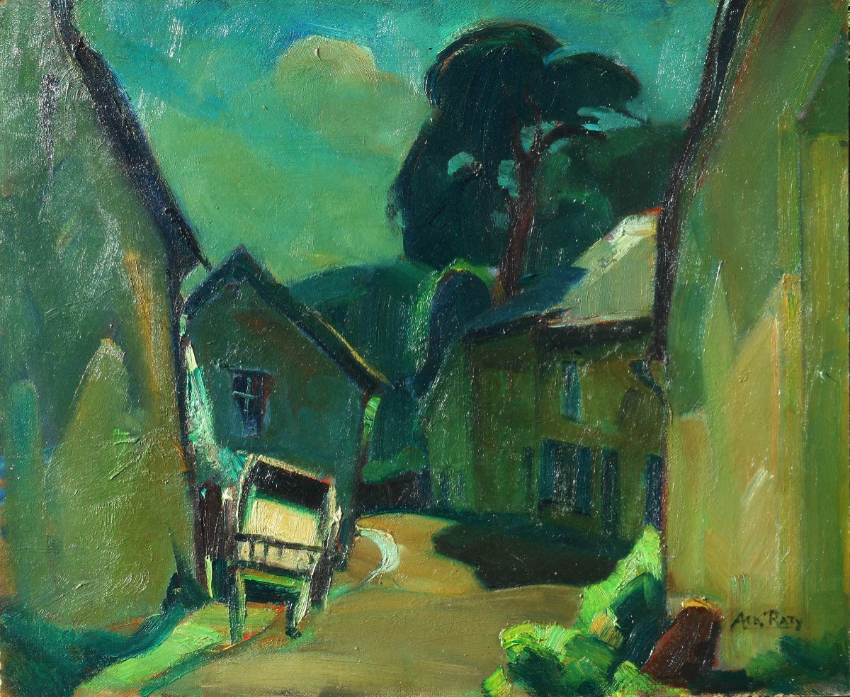 Albert RATY (1889-1970)peintre belge- village ardennais - BELGIQUE- HSP 46 x 55 cm 