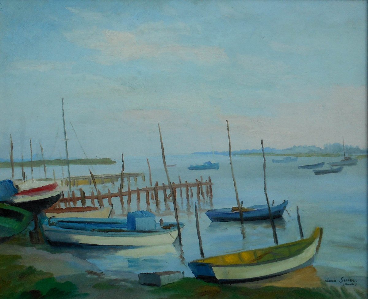 LOUIS SUIRE ( 1899-1987) marine 50 x 61 cm ( 65 x 75 cm encadrée)-photo-2