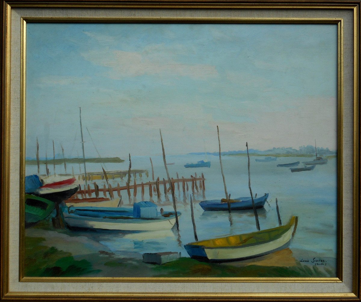 LOUIS SUIRE ( 1899-1987) marine 50 x 61 cm ( 65 x 75 cm encadrée)-photo-4