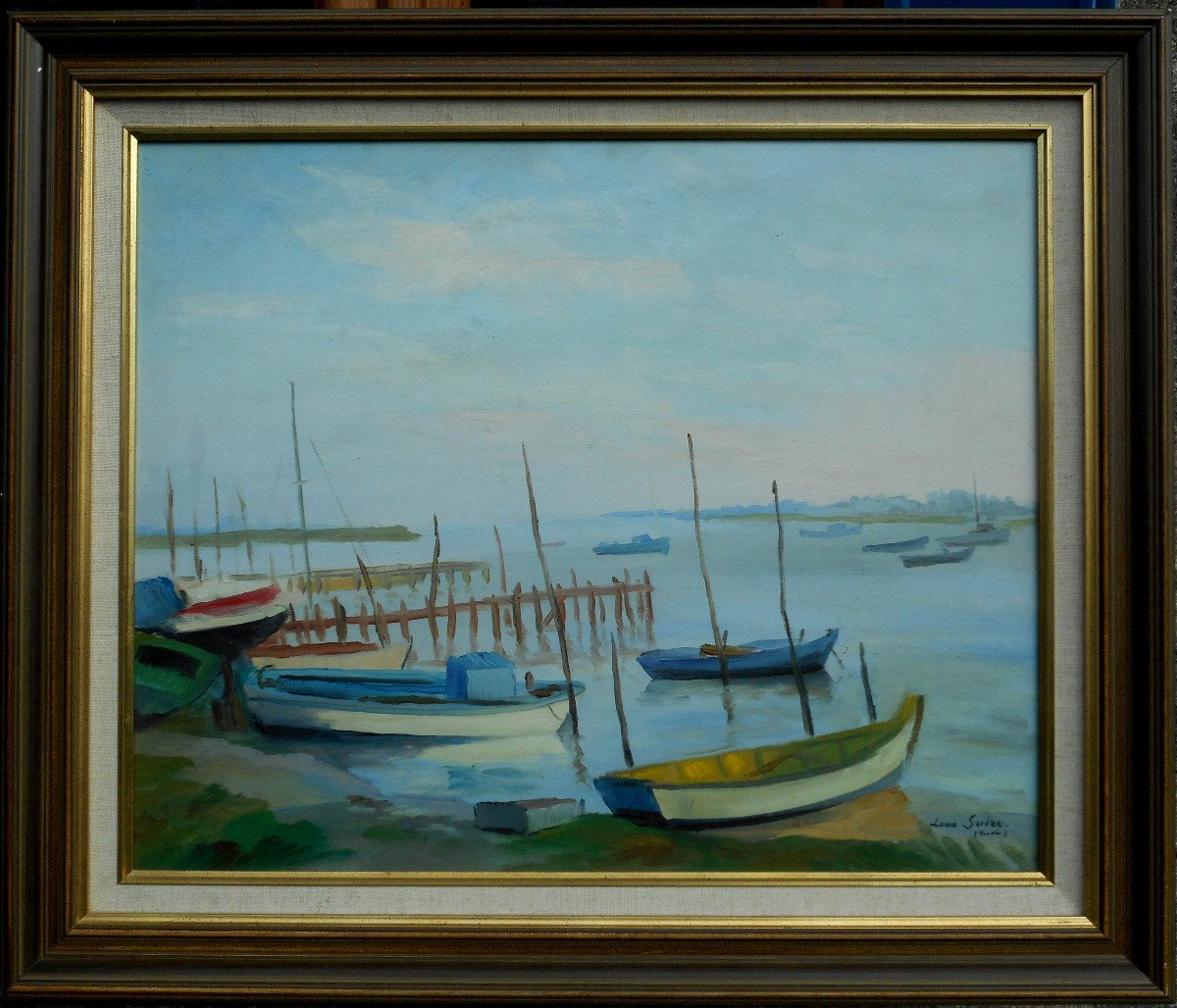 LOUIS SUIRE ( 1899-1987) marine 50 x 61 cm ( 65 x 75 cm encadrée)