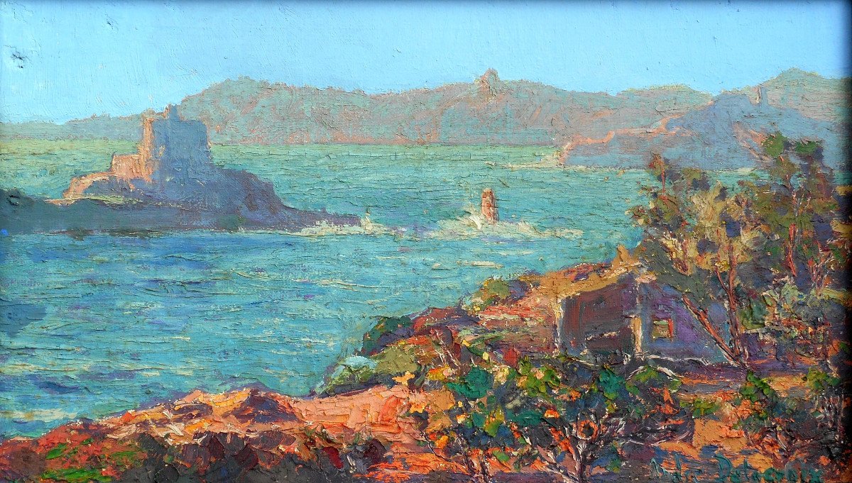 André DELACROIX (1878-1934) "le fort du petit langoustier - PORQUEROLLES - HYERES  (VAR) 1924