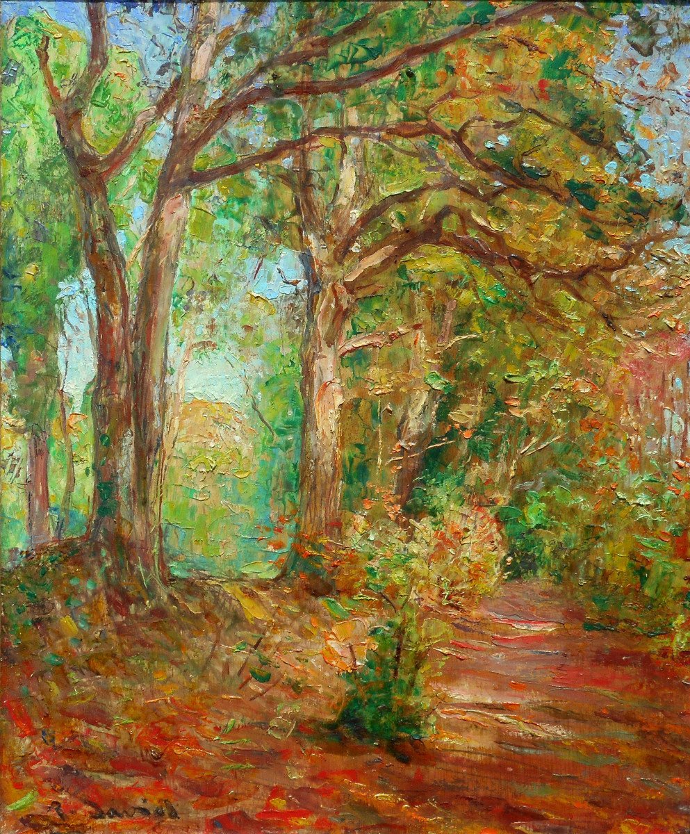 Raoul DAVID ( 1876-1950) BRETAGNE - Vitré - RENNES hsb 28 x 23 cm - sous bois en automne