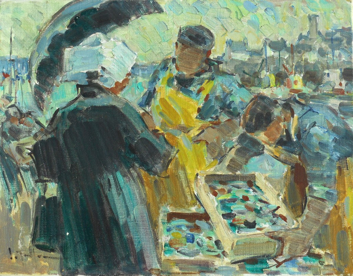 Jean Louis Le Toullec (1908-1999) Concarneau - Brittany - Fish Market