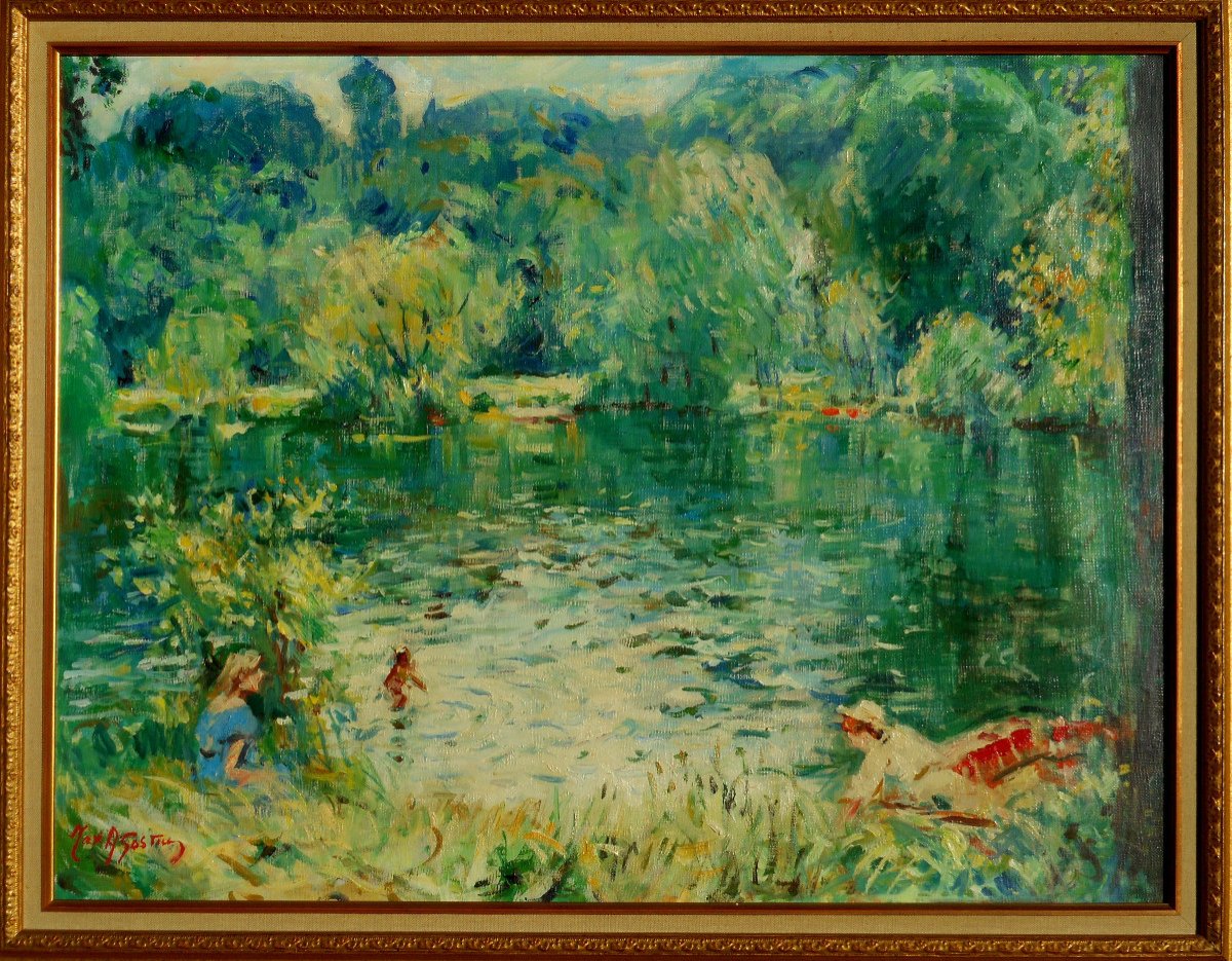 Max Agostini (1914-1997) Swimming In The Creuse At Gargilesse - Crozant School - Hst 50x65cm-photo-2