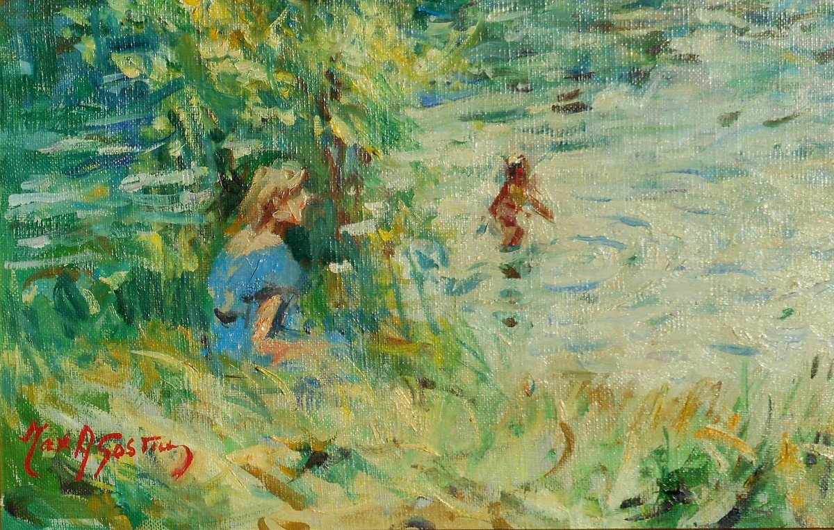 Max Agostini (1914-1997) Swimming In The Creuse At Gargilesse - Crozant School - Hst 50x65cm-photo-4