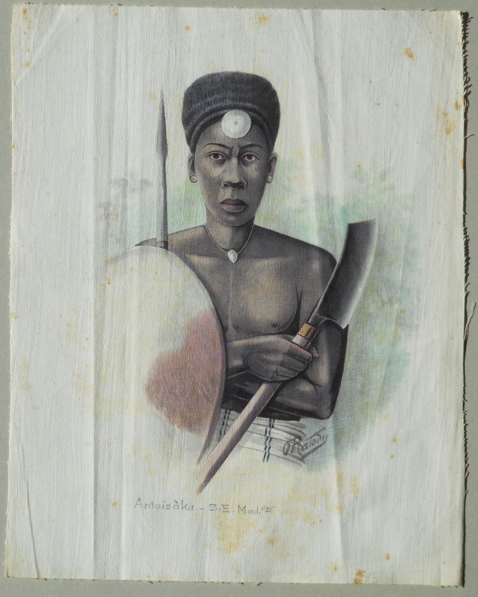 Olivier Ratody (ratodiarivony 1894-?) Antaïsaka - Se Madagascar - Malagasy - Watercolor 31 /25-photo-2