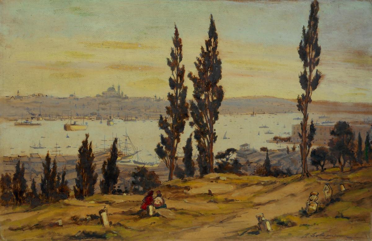 Leonid SOLOGOUB(1884/1956)russe Turquie Istanbul Bosphore-photo-3