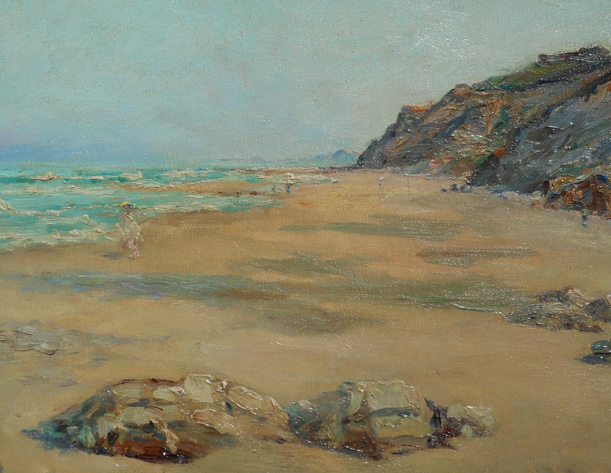 RICARDO CORCHON Y DIAQUE (Diaqué) 1863/1925 scène de plage -photo-3
