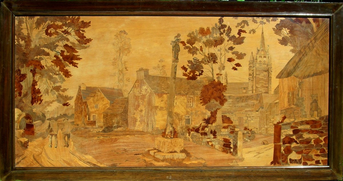 Pierre Rosenau - Marquetry 70x150cm - Brittany Around 1930 - (spindler - Gallé)