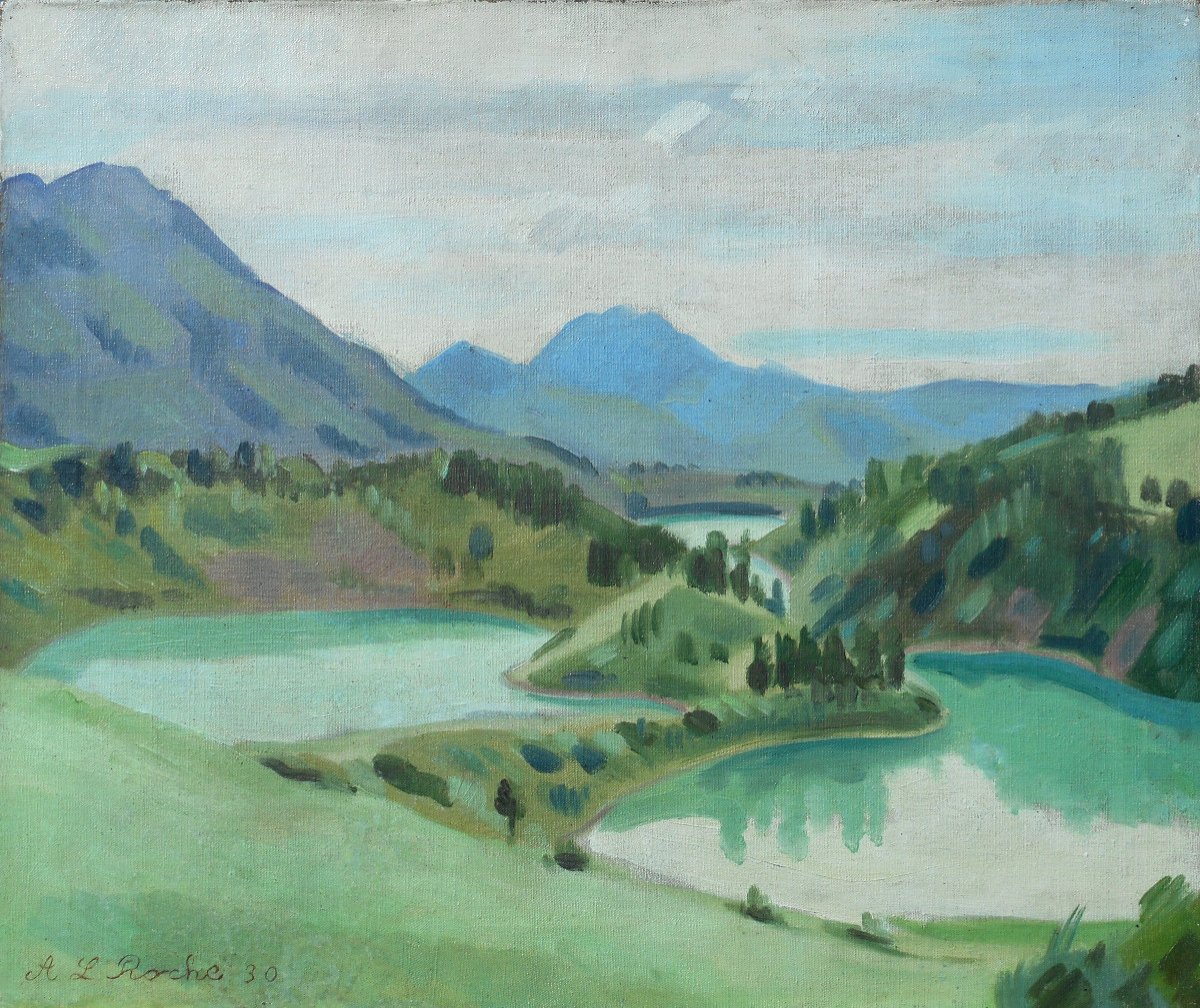 Alexis Louis ROCHE (Genève 1891/1961) SUISSE - LAC MONTSALVENS 1930 - Gruyères - FRIBOURG 