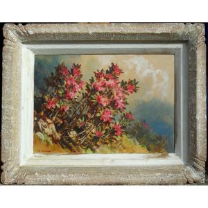 Marcel WIBAULT (1904-1998) RHODOS des ALPES - HSP 33 x 46 cm ( 48 x 60 cm encadrée)