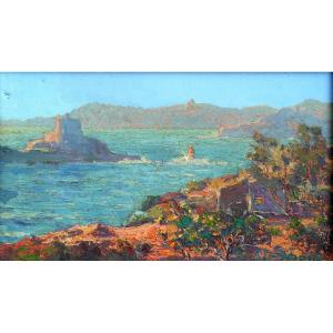 André DELACROIX (1878-1934) "le fort du petit langoustier - PORQUEROLLES - HYERES  (VAR) 1924