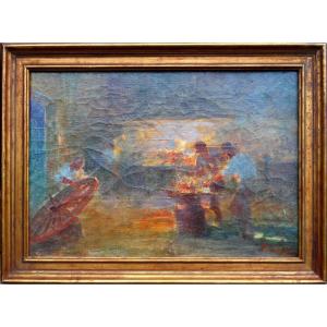 Gabriel Griffon (1868-1938) The Forge Hst 32 X 45.5 Cm (39.5 X 53 Cm Framed)