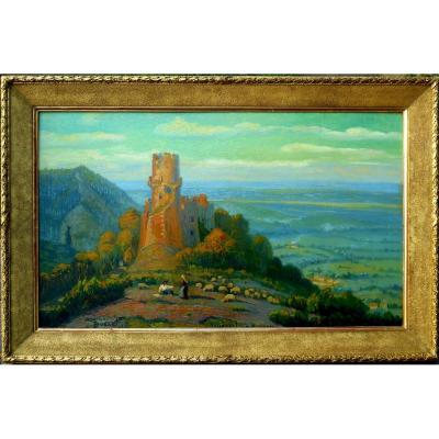 MAURICE BUSSET (1881-1936) TOURNOEL en AUVERGNE 1935 - VOLVIC - HSP 61x101cm