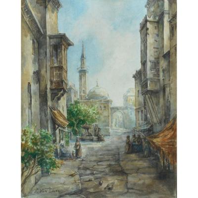 Pierre Tetar Van Elven (1828-1908) Turkey - Istanbul -bosphore Aq 30x23,5cm