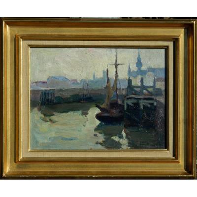 André LYNEN (1888-1984)OSTENDE  BELGIQUE - peintre belge - HSP 24x32cm 1924