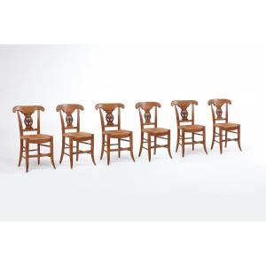 Ensemble De Six Chaises Paillées XIXe