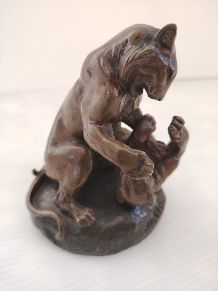 Bronze By Charles Valton "the Tiger Fight"