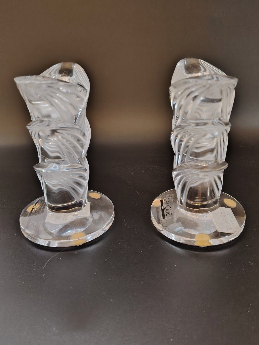 Pair Of Lalique Candlesticks Art Deco-photo-3