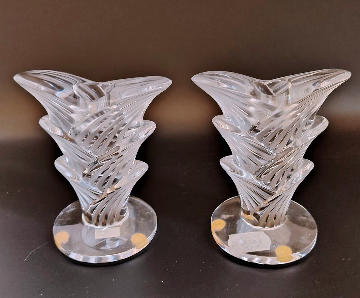 Pair Of Lalique Candlesticks Art Deco