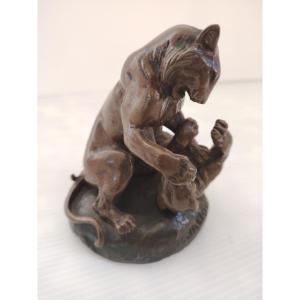 Bronze By Charles Valton "the Tiger Fight"