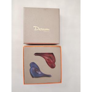 Daum Oiseaux "les Fiances" De Pierre Yves Rochon Lilas Et Framboise