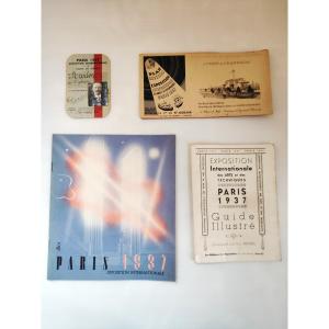 Lot  de 4 Documents Exposition Internationale De Paris 1937 DONT CARTE EXPOSANT AVEC PHOTO