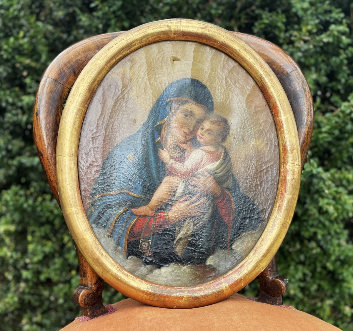 Vierge à l'Enfant - Hst - 19° siècle-photo-3