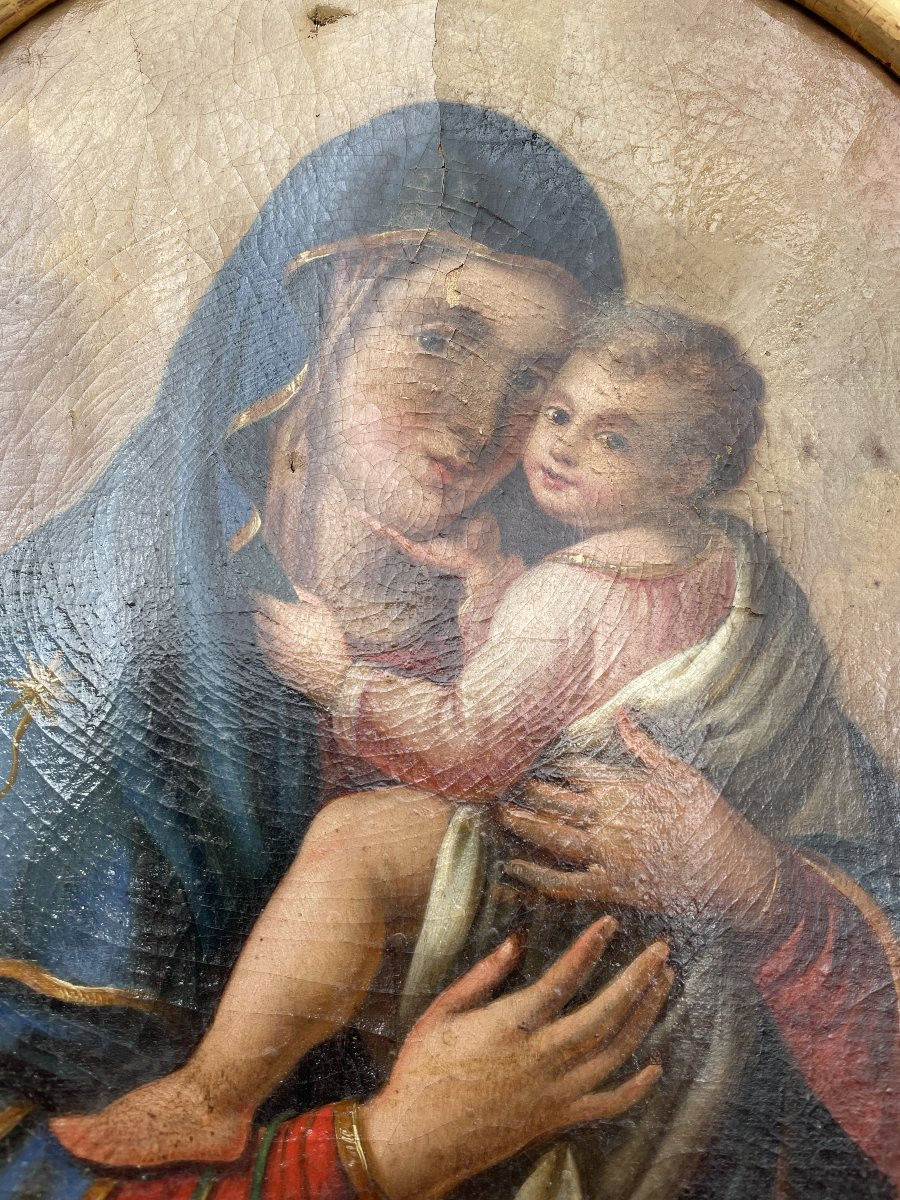 Vierge à l'Enfant - Hst - 19° siècle-photo-1